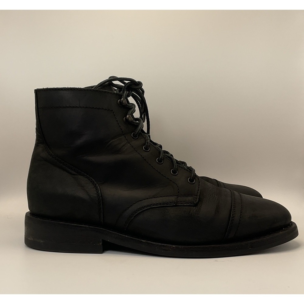 Thursday Boot Company Black Matte Leather Captain Lace Up Boots 10 Wide